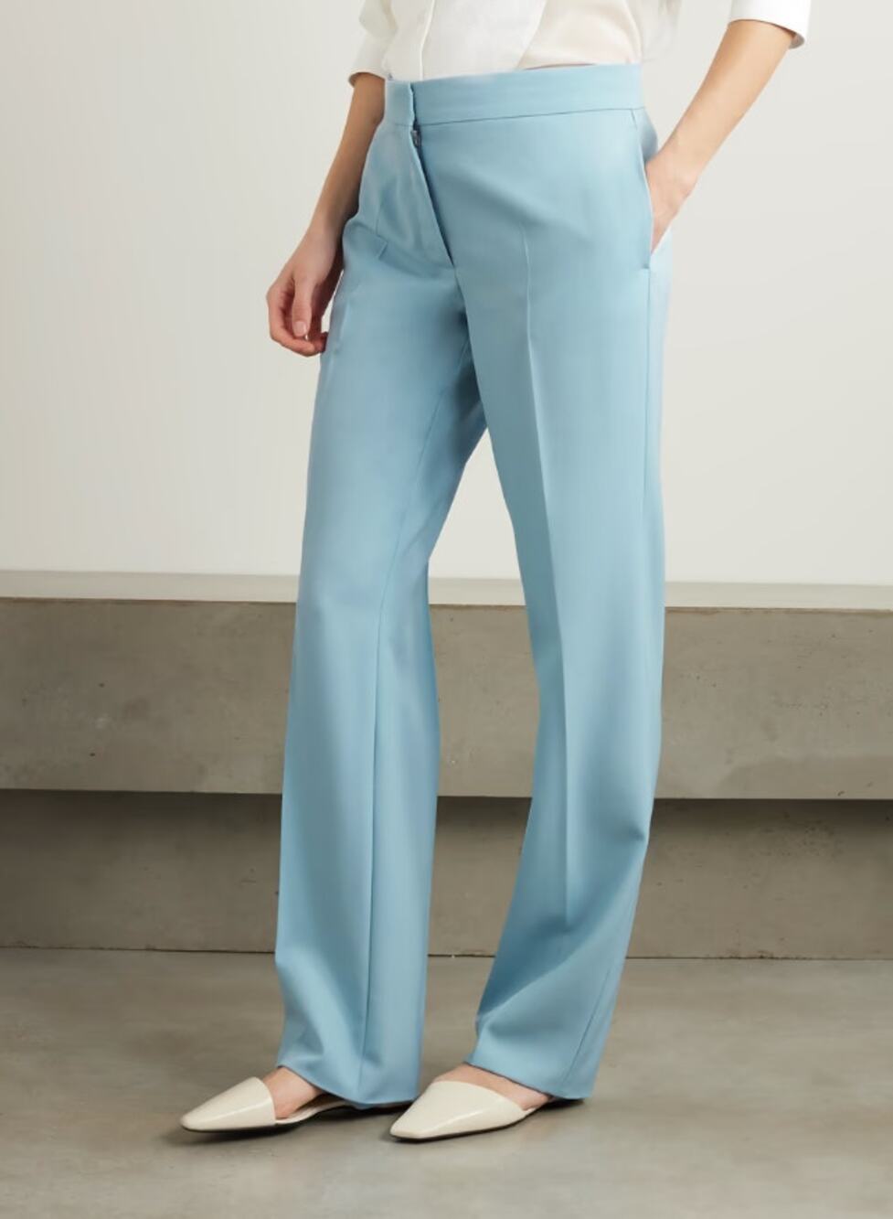 STELLA MCCARTNEY Wool Straight Leg Pants NWT Mineral Blue Women's 50/14